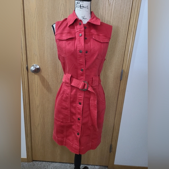 Venus Cargo Pocket Belted Utility Safari Button Dress - Picture 5 of 6